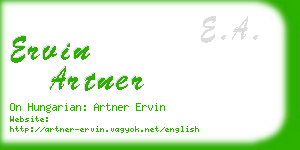 ervin artner business card